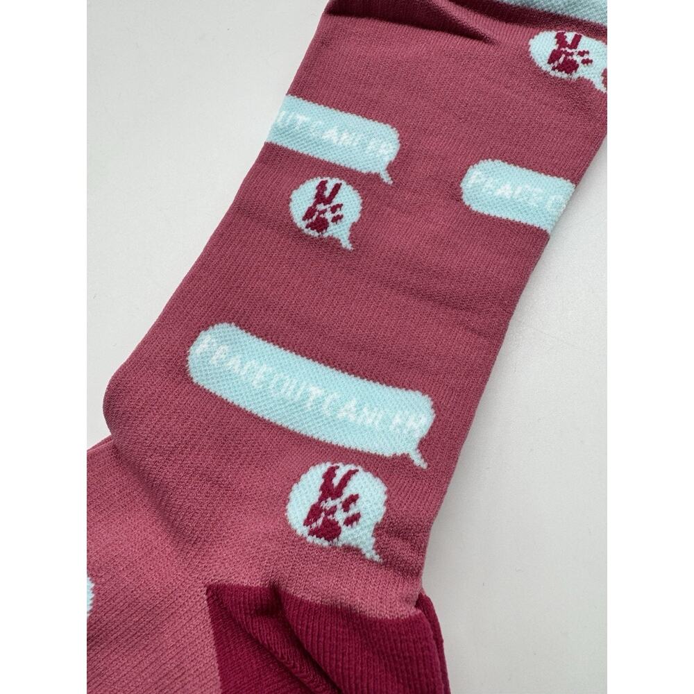 NWT FIGS Compression 100% Awesome Socks Pink Womens Size Small Peace Out Cancer - Picture 5 of 8
